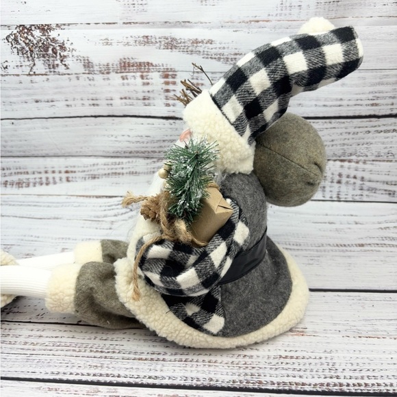 Santa Clause Holiday Christmas Decor Checkered Santa Black and White Decoration - Picture 6 of 9